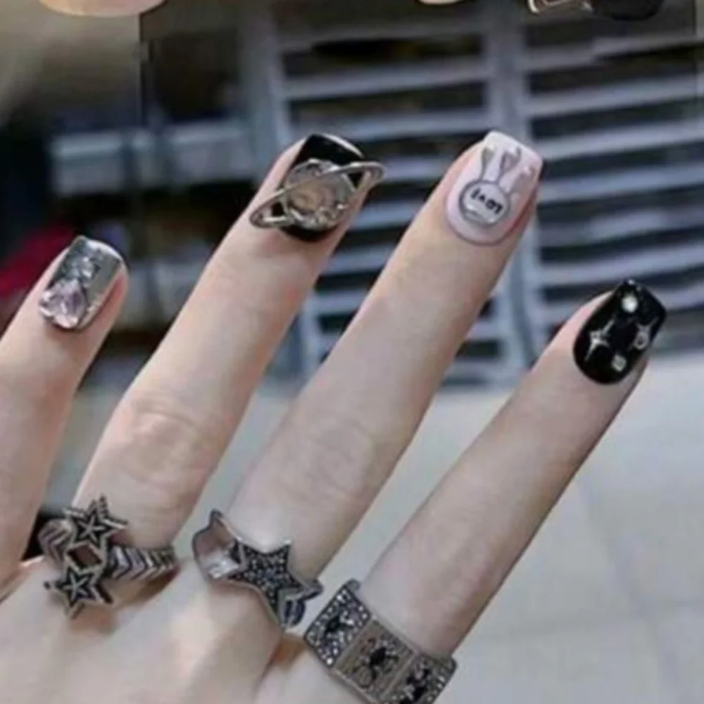 2/$16 3D Hearts Rhinestone Planet  Press On Nails